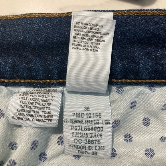 LUCKY BRAND Sz 38 x 34” 221  Original Straight Mid Wash 12” Rise Jeans - Picture 10 of 11